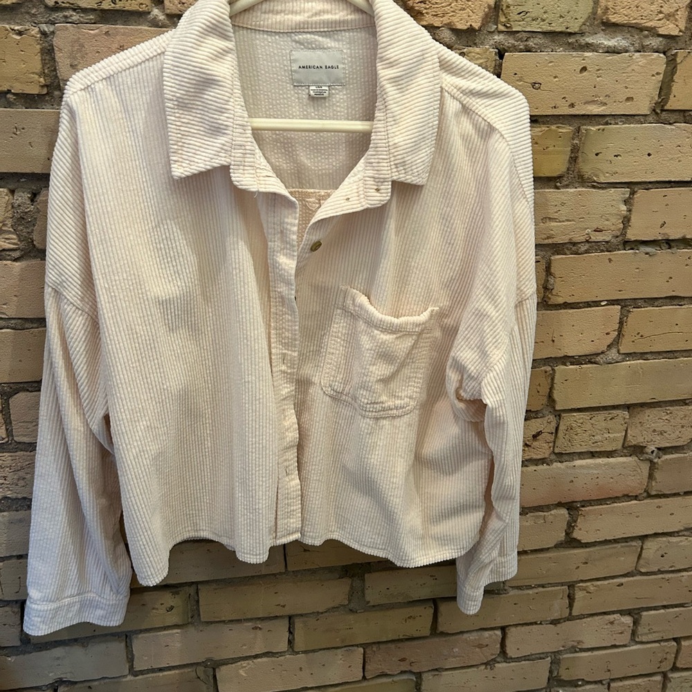 American Eagle Outfitters Light Pink Textured Shirt